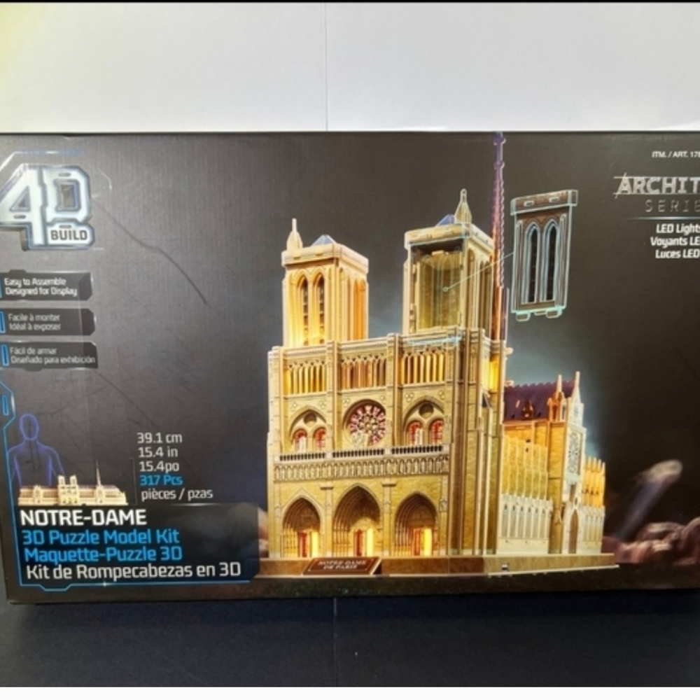 4D Build Architect Series: Notre-Dame 317 pc Puzzle Model Kit with LED Lights